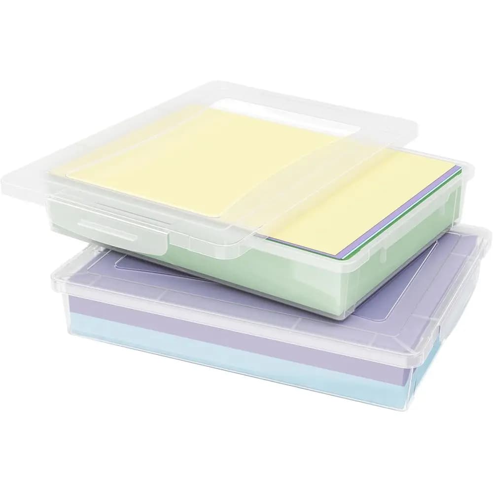 Scatole portaoggetti in plastica trasparente A4 con coperchi per l'organizzazione di giochi in classe, artigianato e tavolo