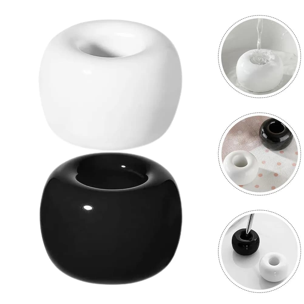 Portaspazzolino in ceramica da 2 pezzi per spazzolini elettrici e manuali da bagno, base robusta, salvaspazio, moderno, decorativo, grigio
