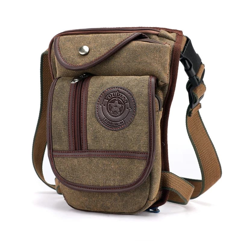 Men's Canvas Drop Leg Bag Motorcycle Multi-purpose Messenger Shoulder Bag High Quality Belt Hip Bum Waist Fanny Pack for Camping
