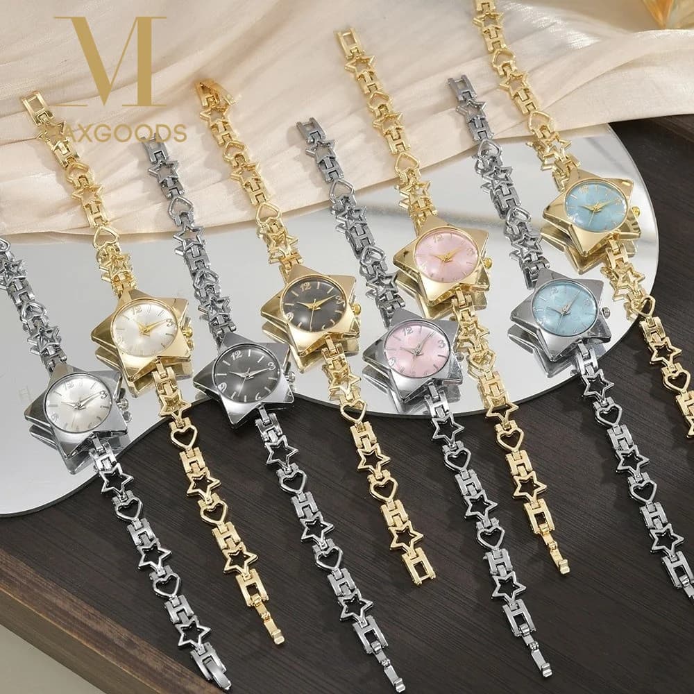 Women's Watch Alloy With Quartz Movement, Creative Style, Adjustable Luxury Bracelet with Star, Ideal for Special Occasions