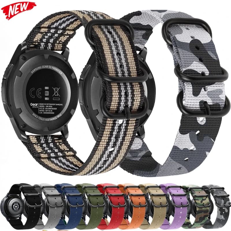 Cinturino in nylon da 22 mm per Samsung Galaxy Watch 3 46mm Huawei Watch 4 3 GT5-4 46mm Bracciale da polso Amazfit GTR 4/Stratos Band