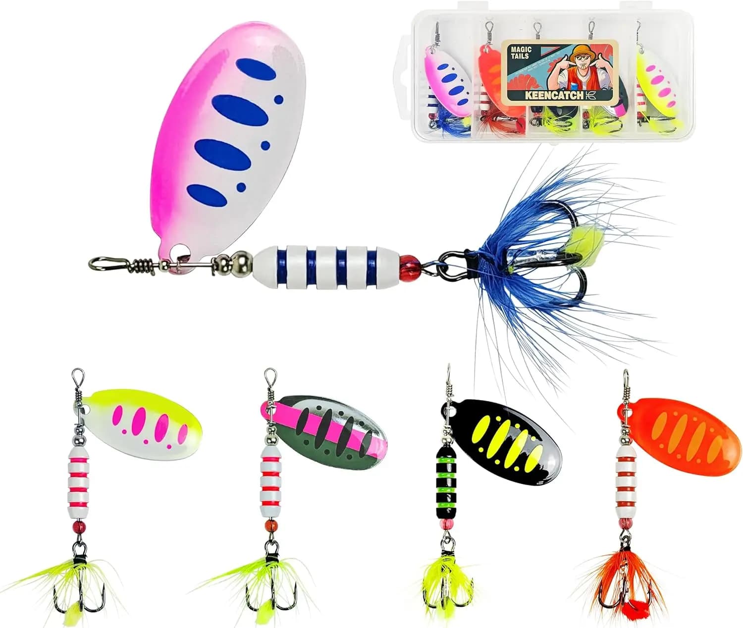 Esche Metalliche a Forma di Cucchiaio per Bass, Trota, Lucioperca, Luccio - Spinner Inline da 5g con Amo Singolo, per Acqua Salata e Dolce