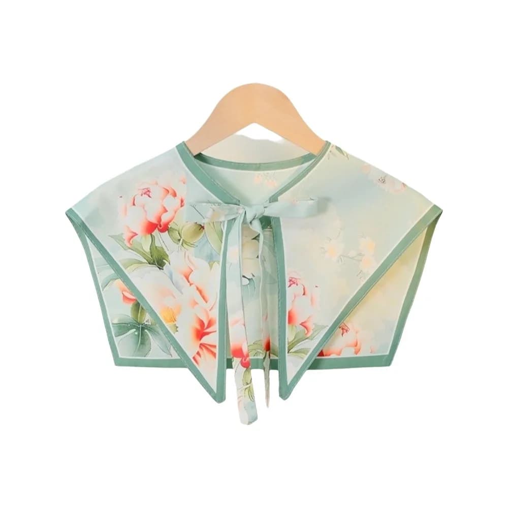 Floral Pattern Fake Collar Capelet Lace Up Print Fake Collar Shawl Shoulder Wraps Decorative Decorative Scarf