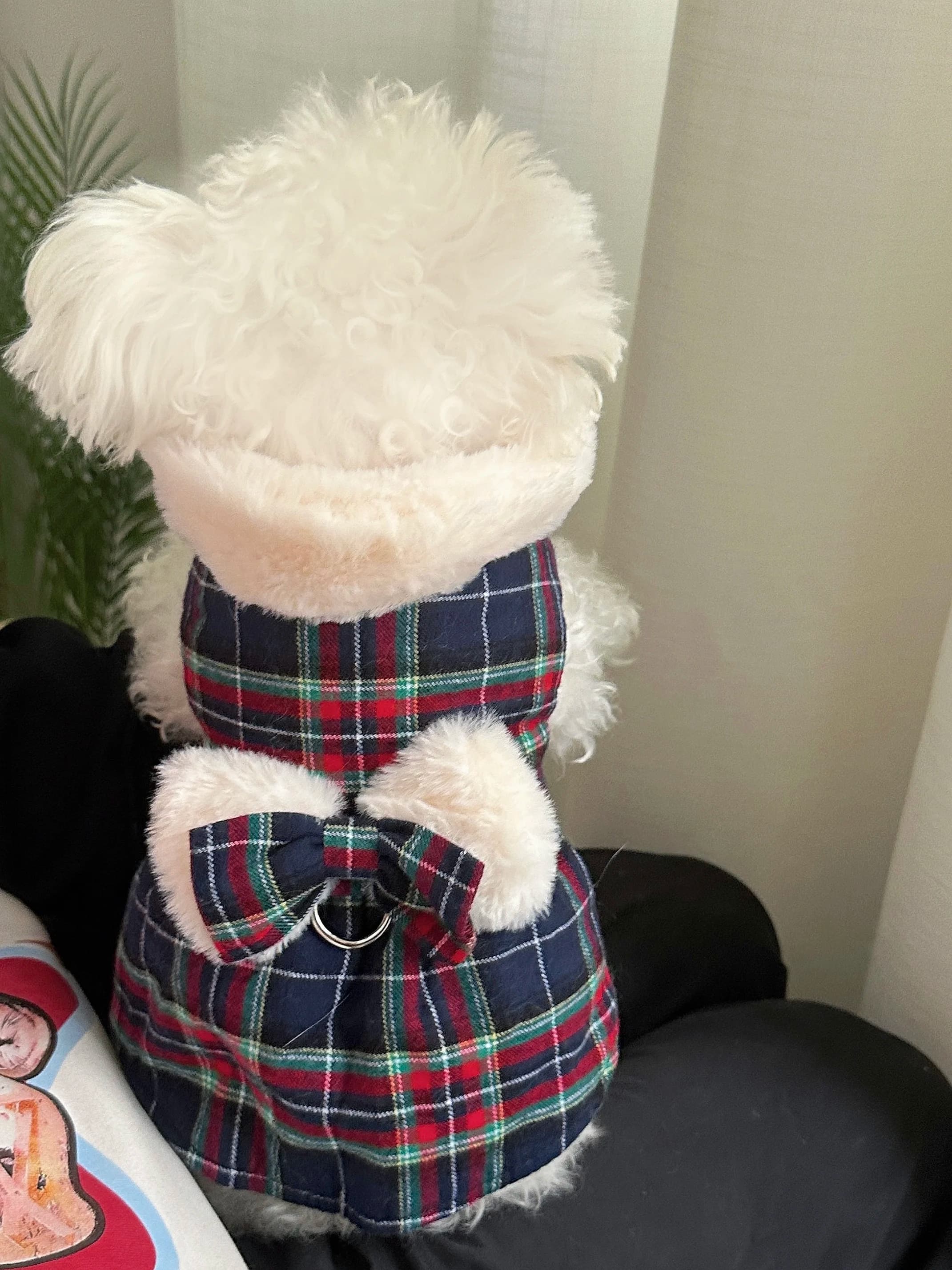 Warm Plaid Cisas Skirt Doggie Dr for Small Dogs And s Autumn Winter Pet Clothing Teddy Bear Pomeranian Bichon Princ...