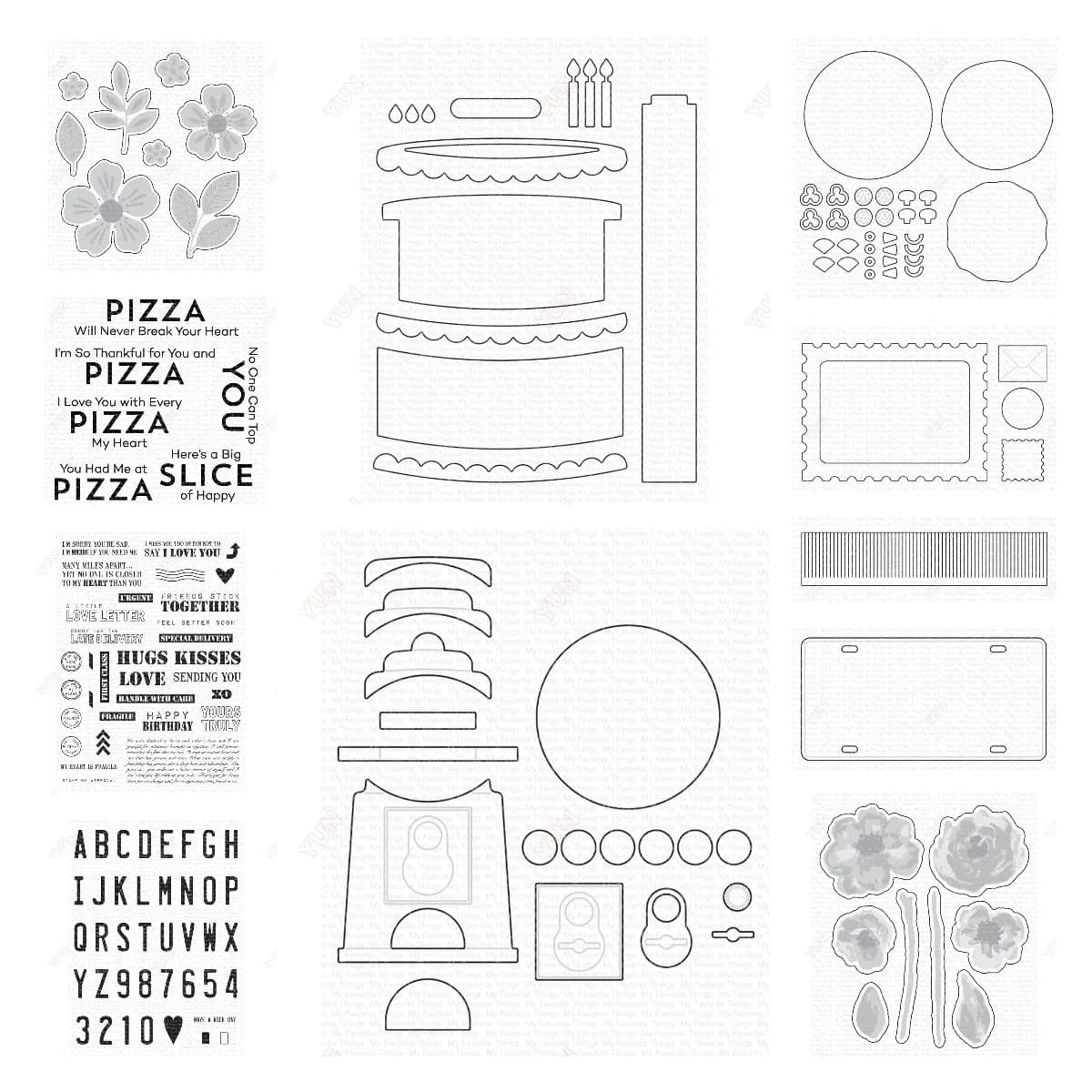 Metal Cutting Dies Stamps Pizza My Heart Interactive Birthday Cake DIY Scrapbook Diary Greeting Card Decoration 2023 New
