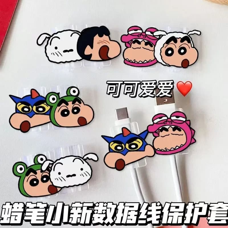 Crayon Shin-chan cute data cable protector compatible with Android Huawei Type-C cable bite guard anti-break charger