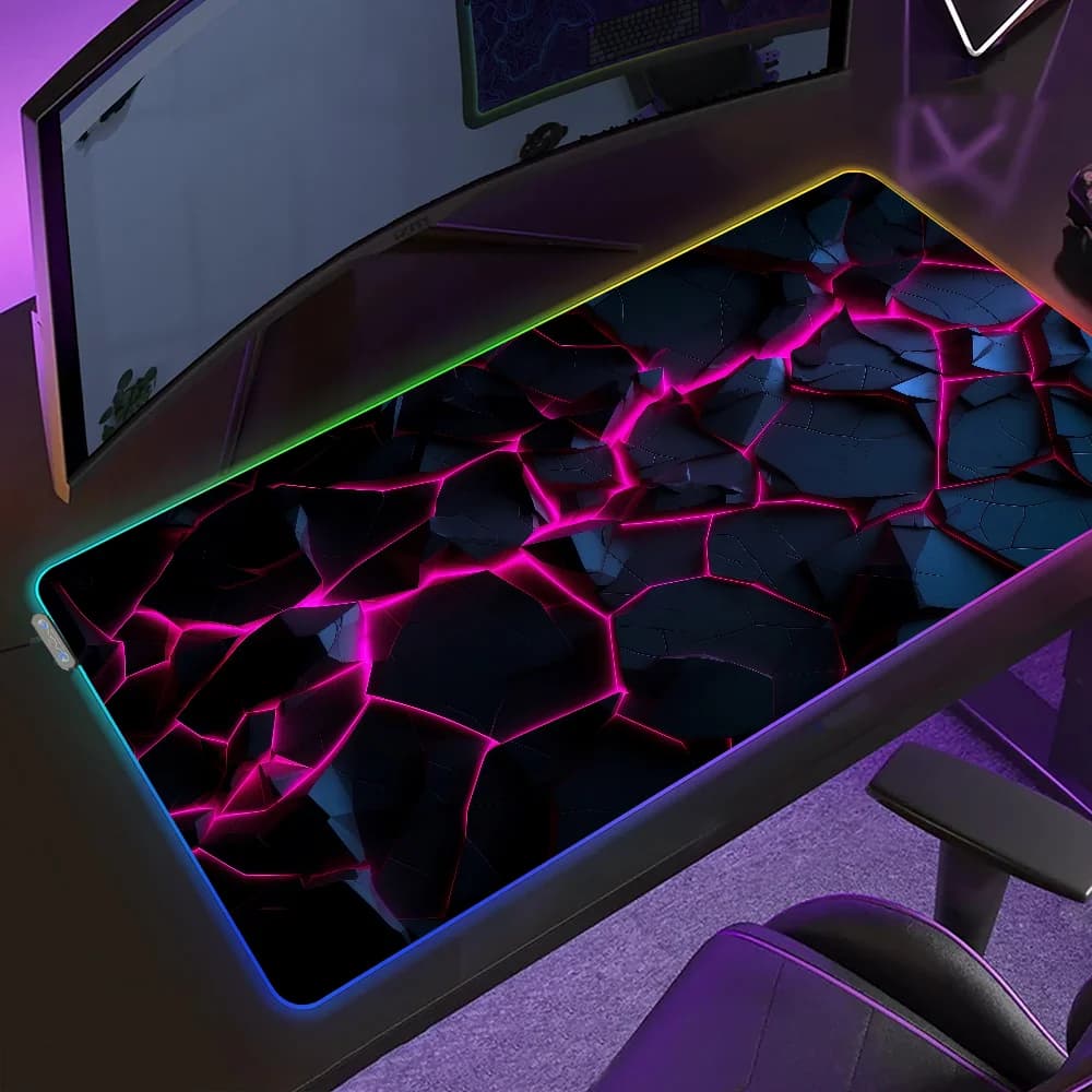 Tappetino per Mouse Geometrico Sfumato a Nido d'Ape, Mousepad da Gaming con LED, Tappetino da Tavolo Retroilluminato Micro USB, Tappetini RGB in Gomma per Scrivania XXL