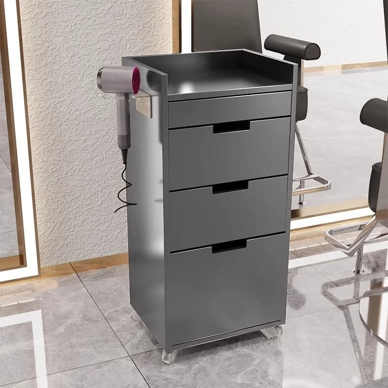Hot Selling Factory Supply Salon Furniture Barber Shop Tool Cabinet With Hair Dryer Holder Beauty Storage Cabinets Salon Trolley