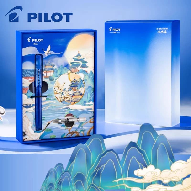 PILOT KaKuno Volto sorridente Penna stilografica Smalto colorato Blu Confezione regalo limitata Set F/M Studenti Pratica penna per calligrafia Cancelleria