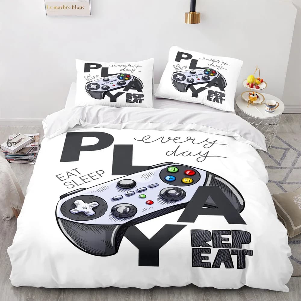 Set copripiumino stampato gioco Gamepad Controller per videogiochi Set biancheria da letto per bambini Adolescenti Copripiumino per camera da letto per ragazzi con federa