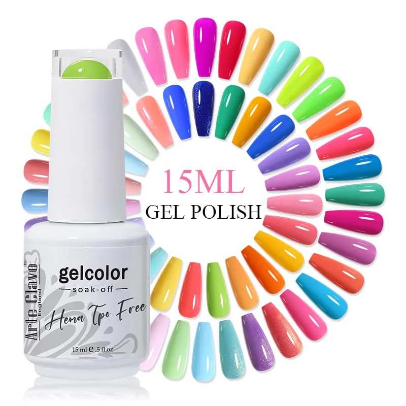 Art Clavo 15ml Colorful Gel Nail Polish Spring Summer Pink Semipermanent Soak Off UV LED Gel Nail Art Design DIY