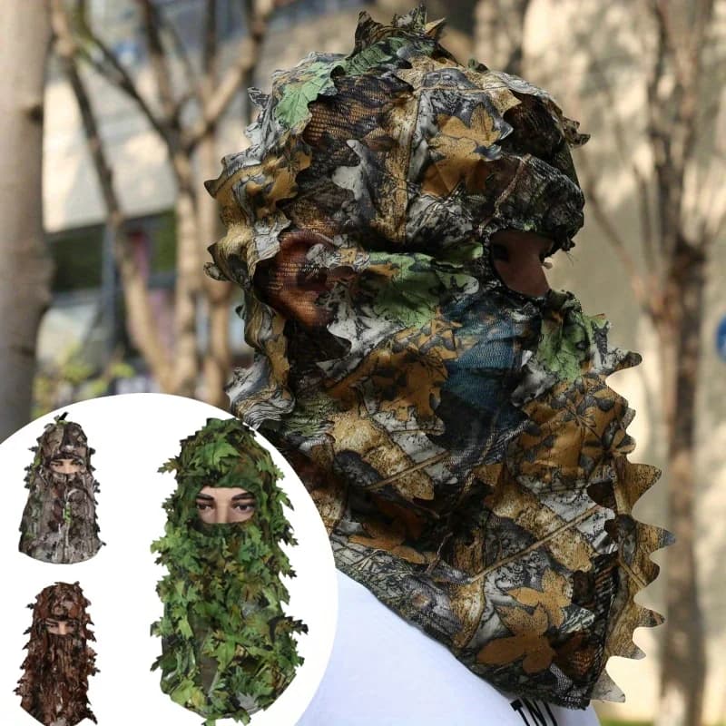 1 pz caccia mimetica foglia verde copertura per il viso mimetico foglia d'acero maschera per il viso 3D accessori per attrezzi da caccia