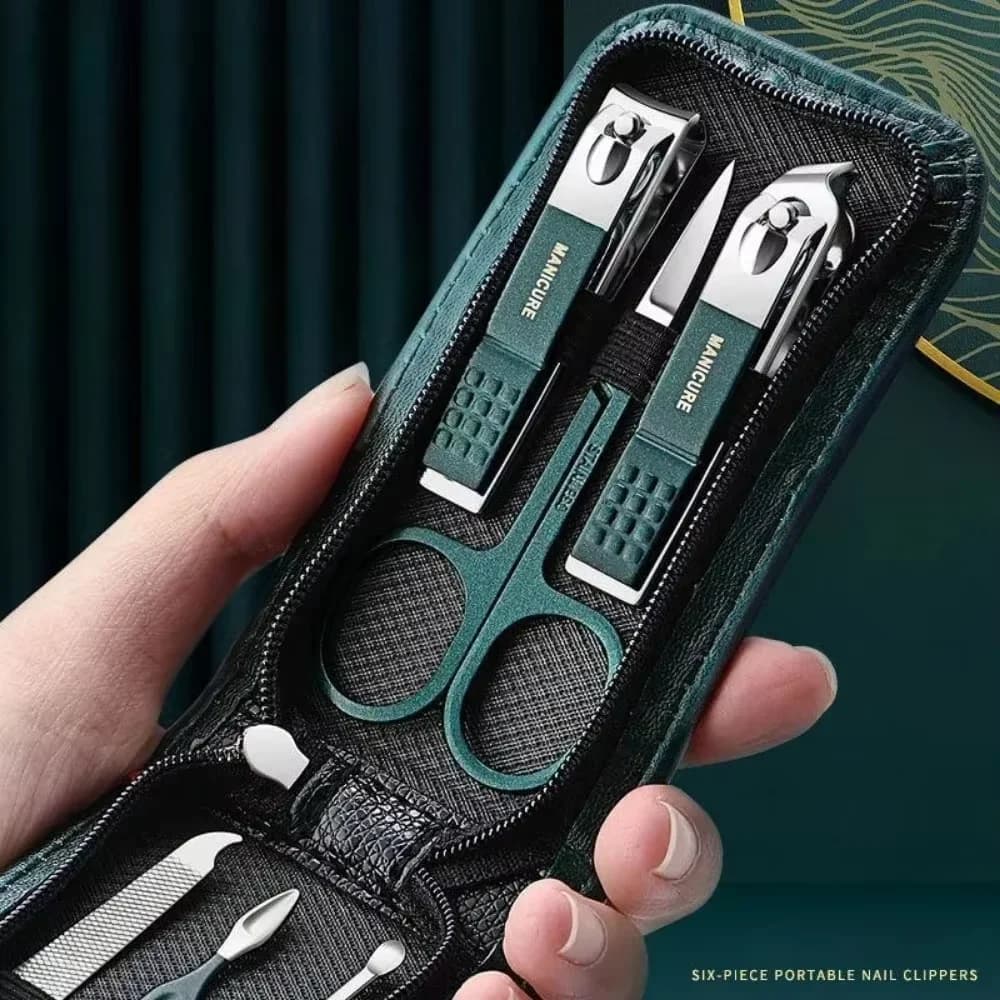 6-piece nail care set: high-end scissors and nail cutters for men and women, portable manicure kit with case