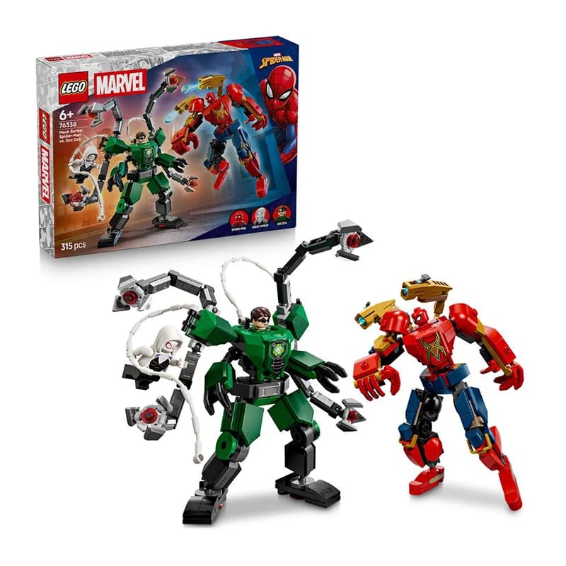 LEGO Marvel 76338 Mech Battle Spider Man Vs Doc Ock, set di costruzioni per bambini e bambine dai 6 anni in su, action playset, regalo, 315 pezzi