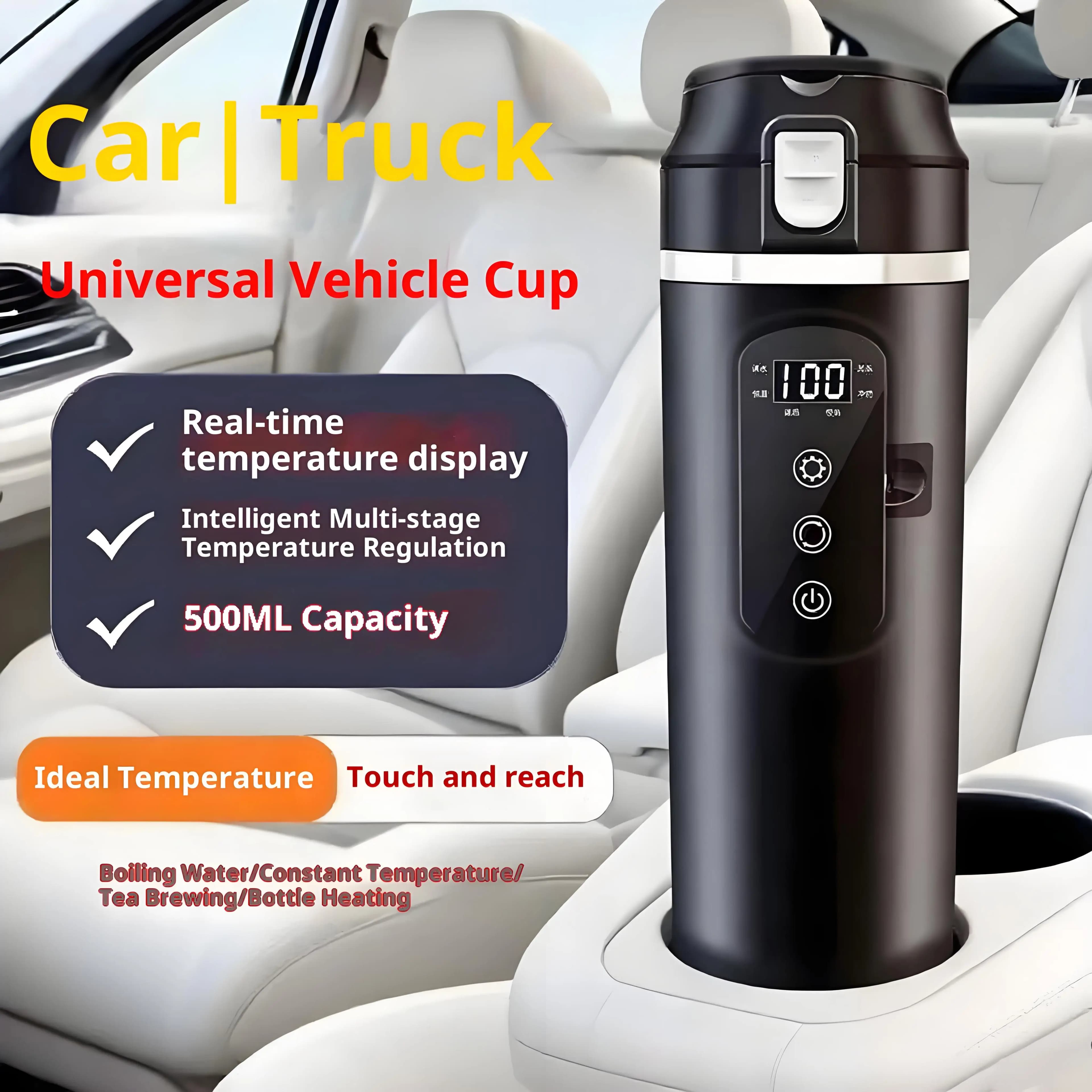 Nuovo Bollitore Elettrico Portatile per Auto - Tazza Multifunzionale da 500ML con Controllo Intelligente della Temperatura
