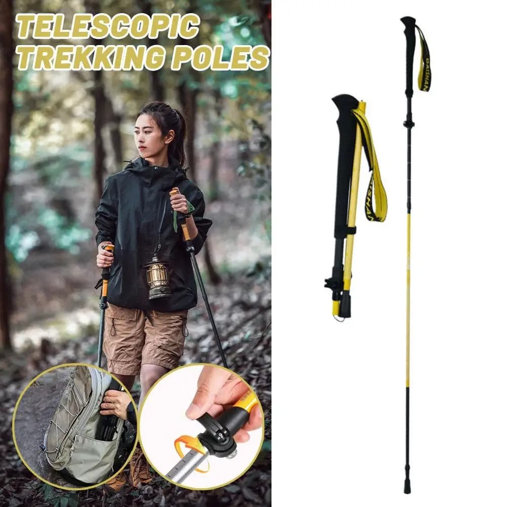 3K Carbon Fiber Trekking Sticks Adjustable Portable Light Trekking Sticks Folding Hiking Telescopic Stick St Camping Stick