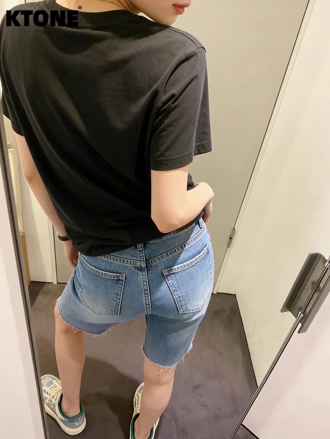 Harajuku Jeans denim slim blue shorts for men Streetwear Original Drip No accessories or belt included