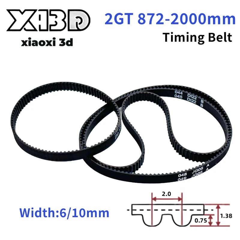 2GT Larghezza della cinghia 6mm/10mm GT2 Cinghia dentata Perimetro 872mm ~ 2000mm Parti della cinghia della stampante 3D Cinghie sincrone di temporizzazione in gomma ad anello chiuso