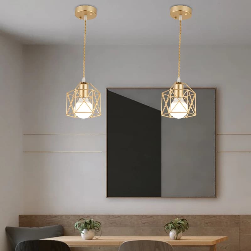 Lampada a sospensione moderna a LED in ferro oro nero minimalista gabbia di metallo lampada a sospensione soggiorno ristorante negozio bar decorazione apparecchio