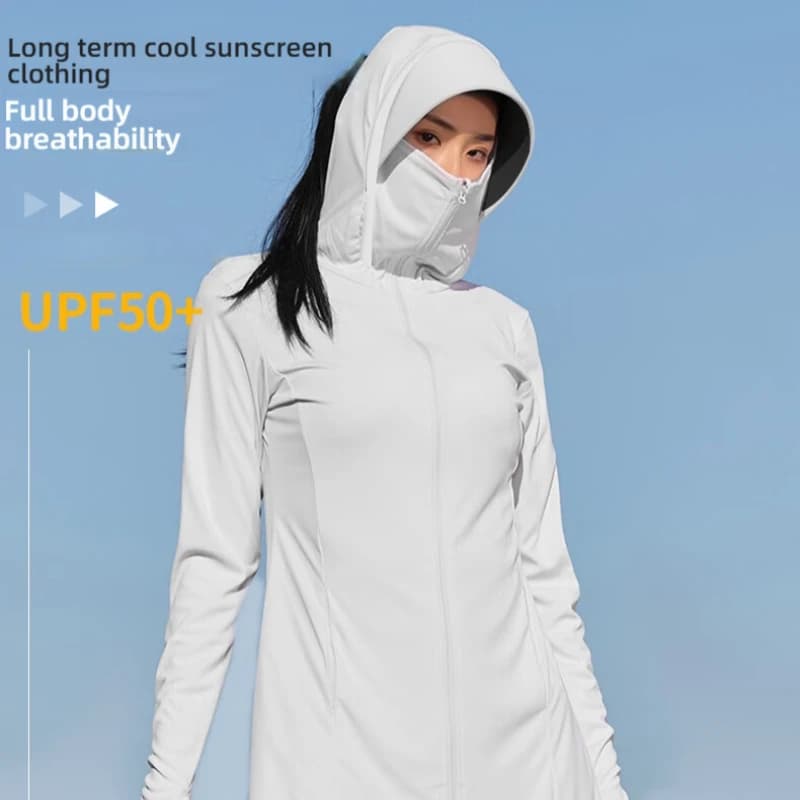 TRVLWEGO Summer Women's Men's Fishing Shirt UV-resistant slim sunscreen UPF50 + Hooded outerwear Cycling beachwear