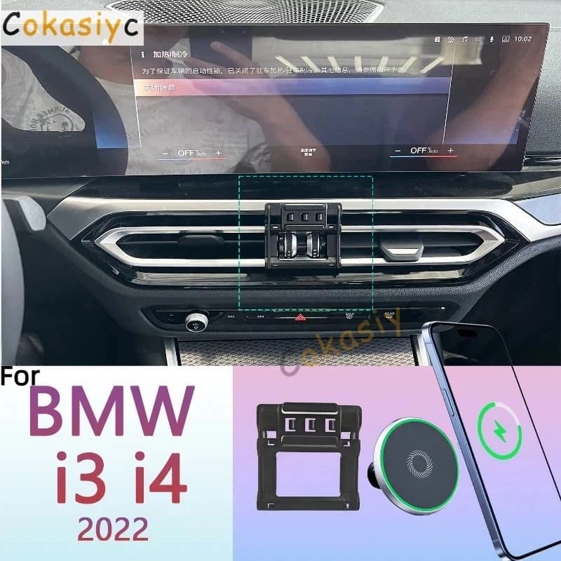 Supporto Magnetico per Telefono con Ricarica Wireless 15W per BMW i3 i4 G26 2022, Base Personalizzabile Compatibile MagSafe