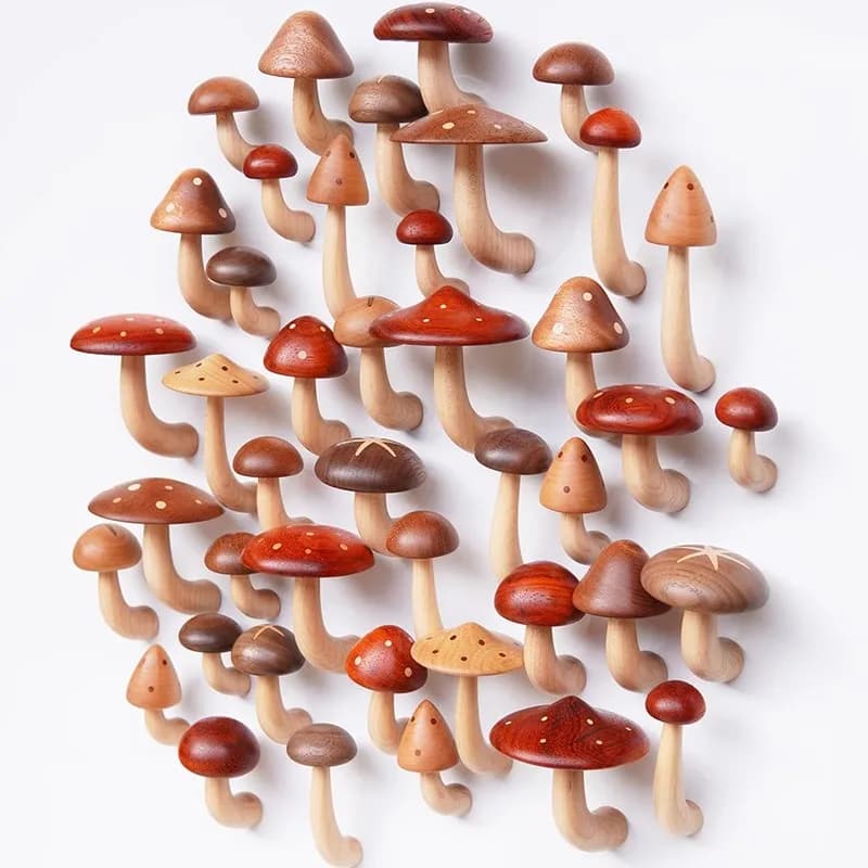 Lussuoso adesivo magnetico a fungo in legno, decorazioni autoadesive per cucina, frigorifero, frigorifero, pareti del bagno, piastrelle, ornamento