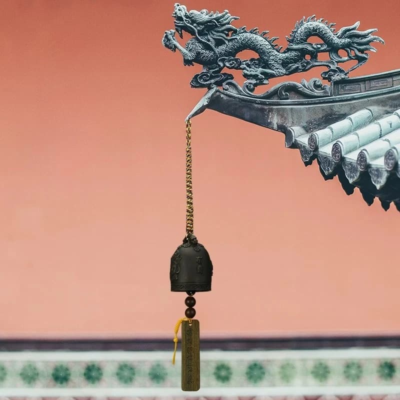 Handwoven Vintage Brass Bell Tibetan Bonri Wind Chime Home Garden Hanging Ornament