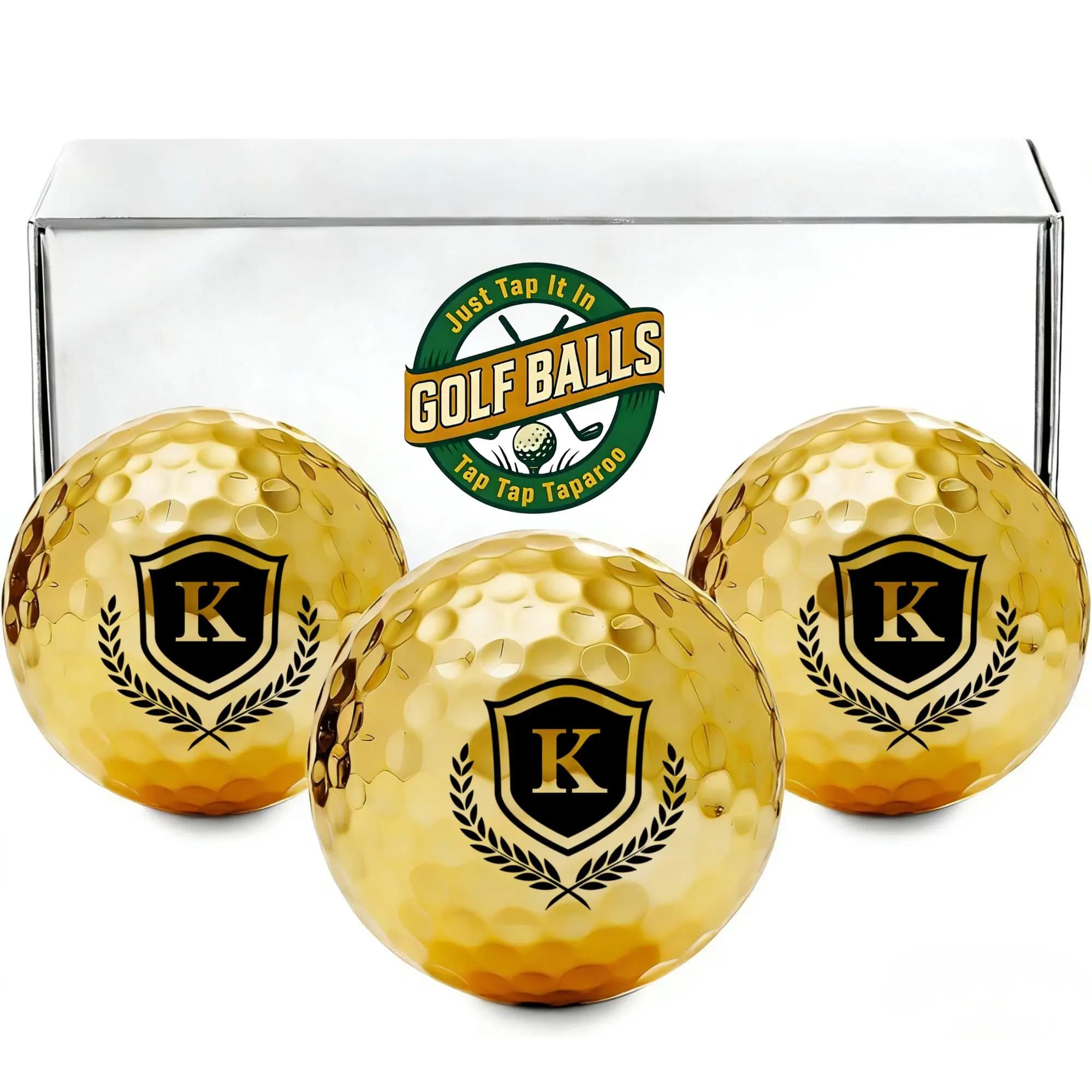 Regali originali per golfisti, 3 palline da golf dorate con confezione regalo, accessori fantastici per golfisti e regalo per la festa del papà