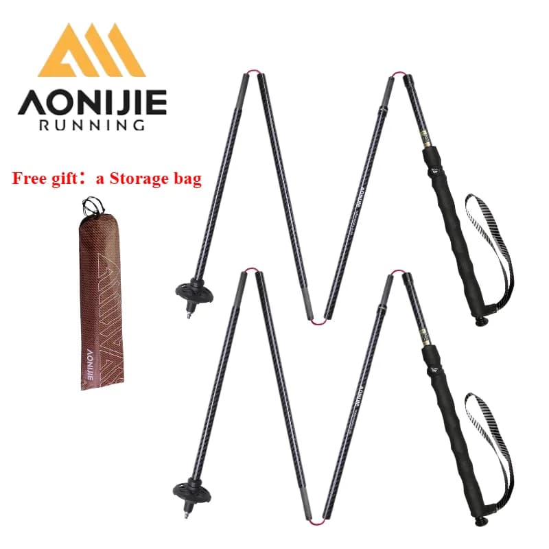 2 Pieces AONIJIE E4219 Lightweight Trekking Sticks in Carbon Fiber with Fast Closure for Trail Running and Hiking