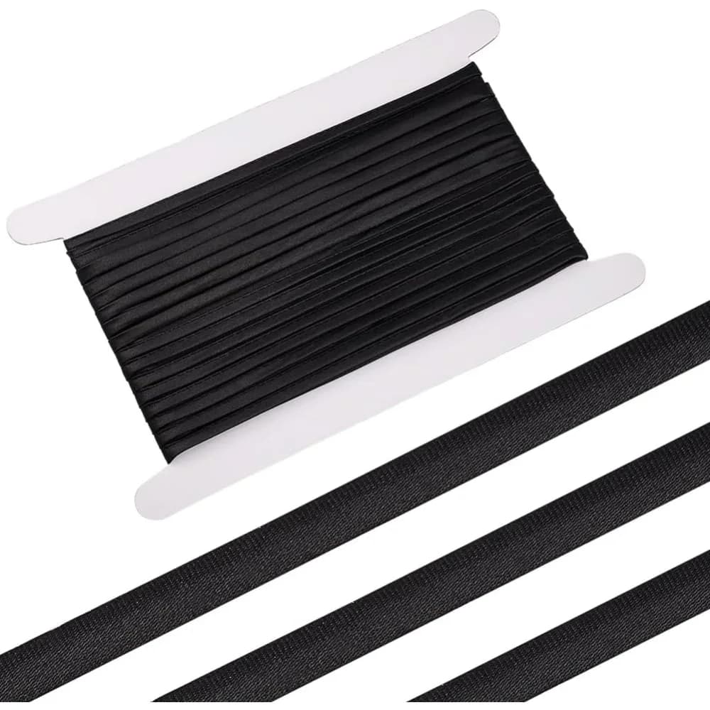 Accessori per abiti con nastro in raso da 10 m, nero, 1/4 di pollice (5 mm), 10,94 iarde (10 m)/set