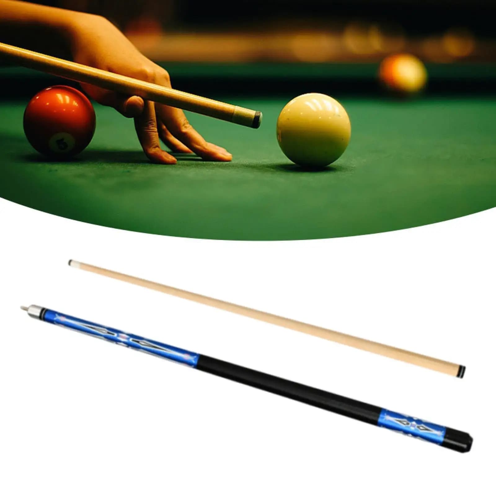 Stecca da Biliardo Portatile in Due Pezzi 145cm in Legno per Adulti, Gioco da Tavolo a Nove Palle