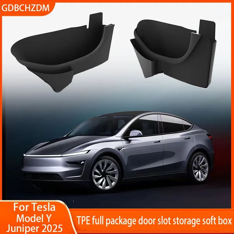Scatola portaoggetti laterale per portiera auto per Tesla Model Y Juniper 2025 TPE Slot per porta Scatola morbida per porta anteriore e posteriore Handel Organizer