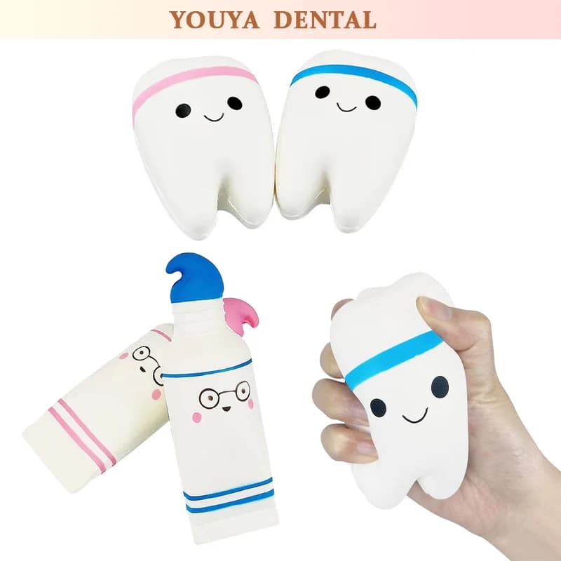 Simpatici giocattoli a forma di dente per bambini bambola a pressione a aumento lento per bambini giocattolo anti pressione a forma di dente giocattolo da spremere regalo per dentista