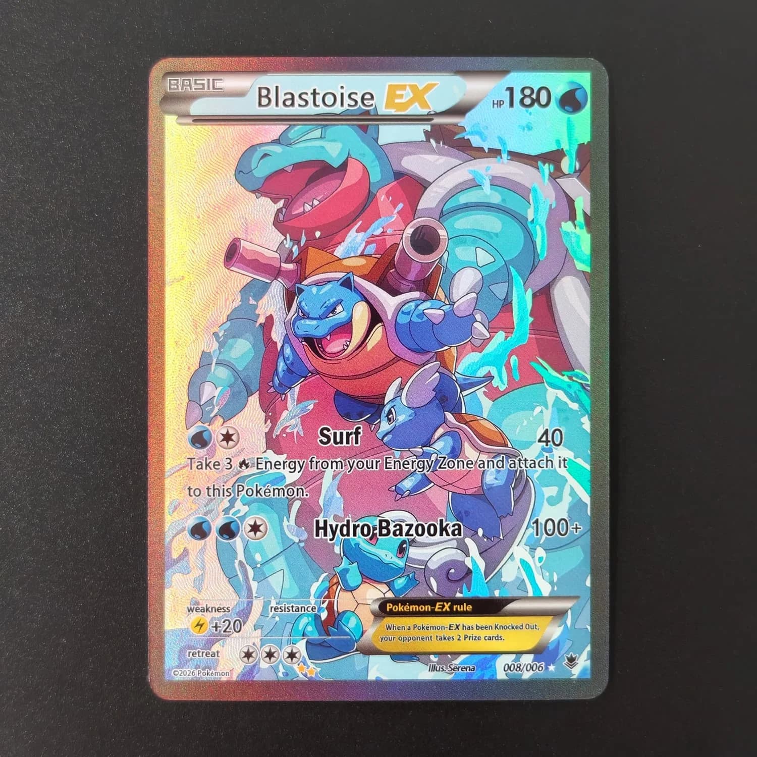 DIY Blastoise EX 008/006 Foil Texture Cards English Version Collectible Grade Premium Anime Collection Cards