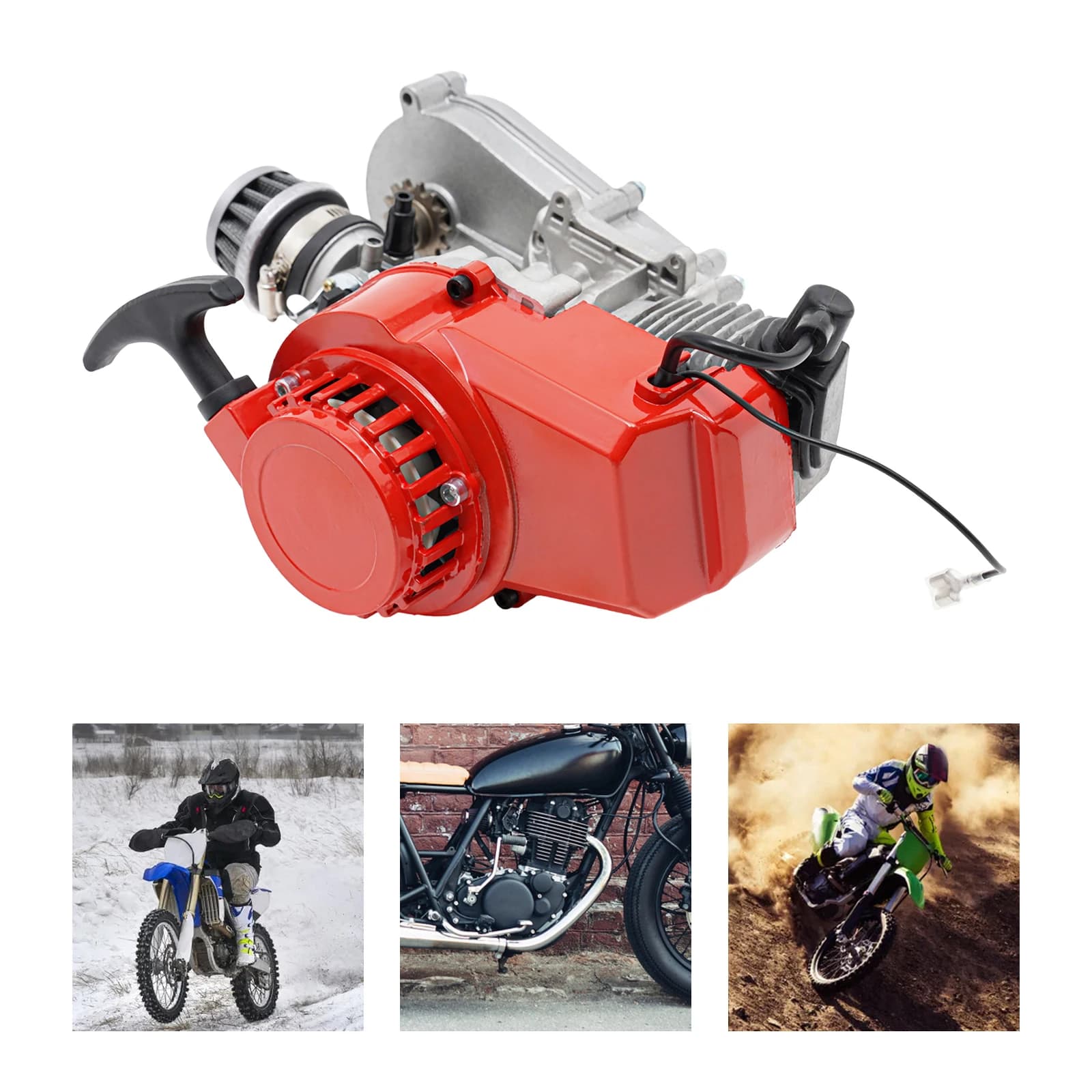 49CC 2 Tempi Mini Motor Air Cooling Single Cylinder Pulling Starting Corda for Pocket Dirt Bike ATV Quad Motorized Scooter