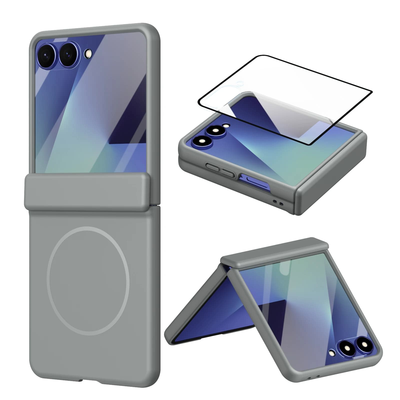 Hinge Protective Magnetic for Samsung Z Flip 8 7 FE 6 5 4 3 with Tempered Protective Film Phone Case for Samsung Galaxy Z Flip 8
