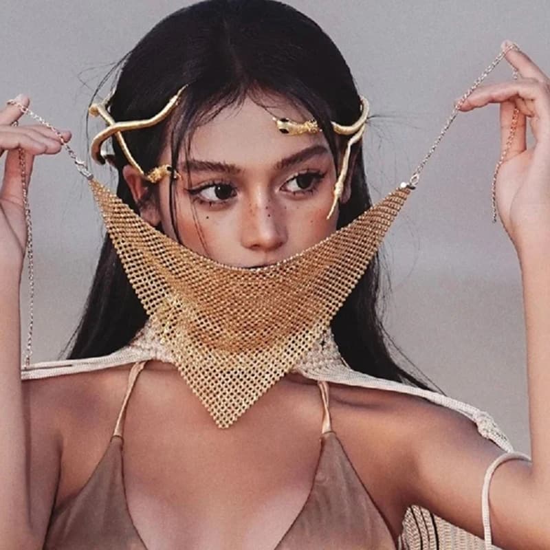Snake decorating mask in mask golden veil for women Cosplay Cleopatra tiara Costume head chain face jewelry accessories for parties
