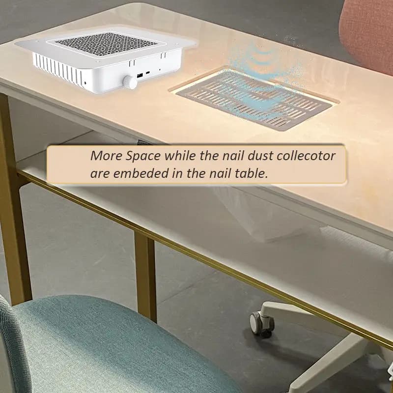 Aspiratore Professionale Portatile ad Alta Rotazione e Forte Aspirazione, Ventilatore Integrato nel Tavolo, Potente Collettore di Polvere per Unghie per Salone di Manicure