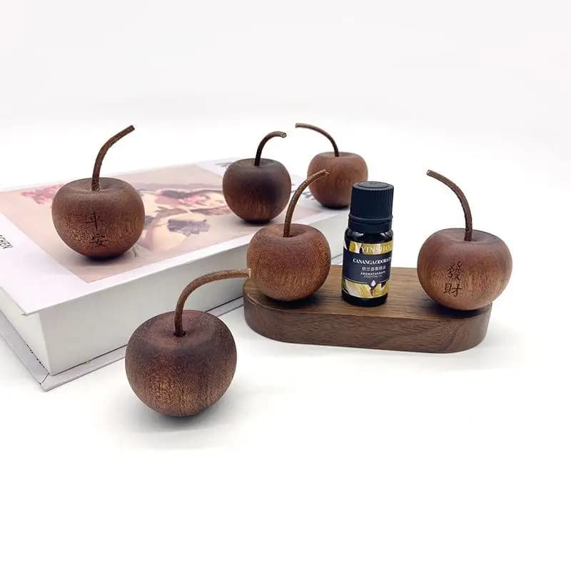 Diffusore di Oli Essenziali a Forma di Mela in Legno, Decorazione Aromaterapica in Legno di Sapele, Adatto per la Casa