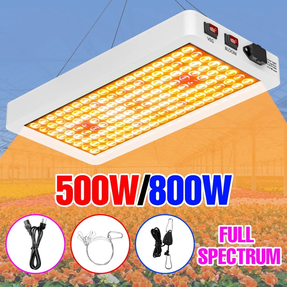800W LED Grow Light Full Spectrum Plant Fill Lamp 220V Greenhouse Tent Hydroponics Fruit Flower Seedings Cultivation Lighting