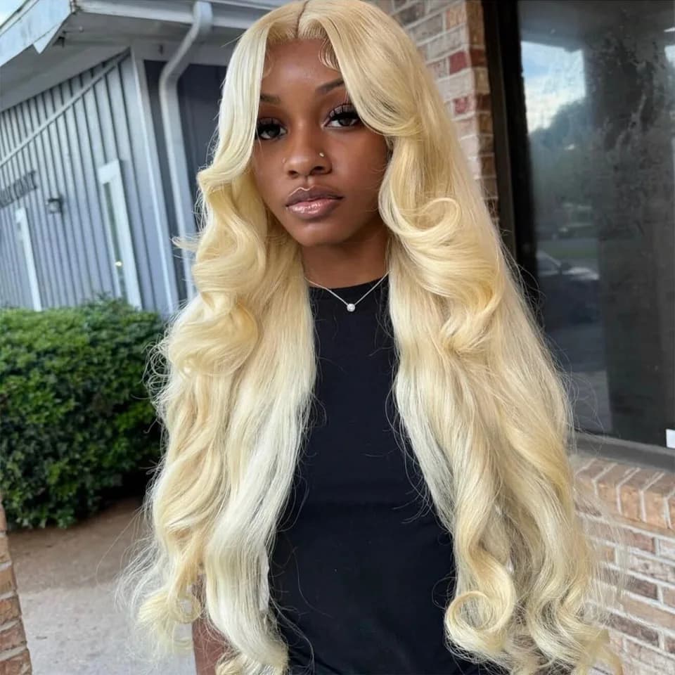 613 Human Hair Wig 13x6 Body Wave Blonde HD Lace Frontal Wig Pre Plucked 13x4 Transparent Lace Front Wigs For Women 200% Density