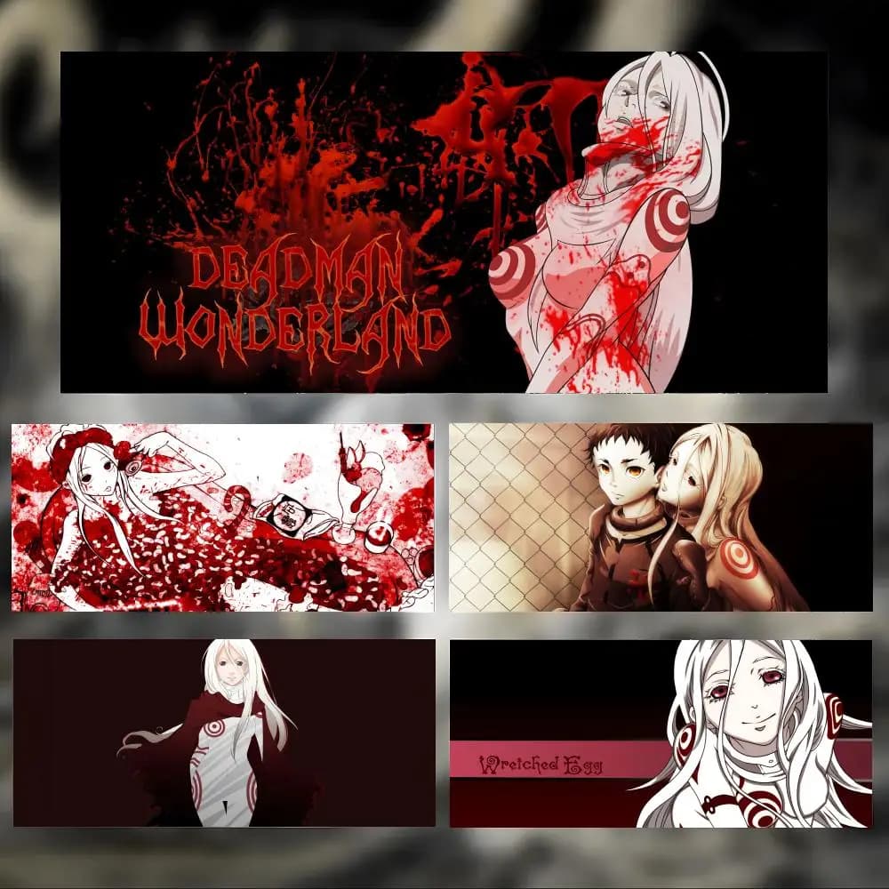Tappetino per mouse Dark Thrilling Anime D-DEADMAN W-WONDERLAND, tappetino da scrivania grande e spesso con bordi cuciti, tappetino per mouse da gioco per PC
