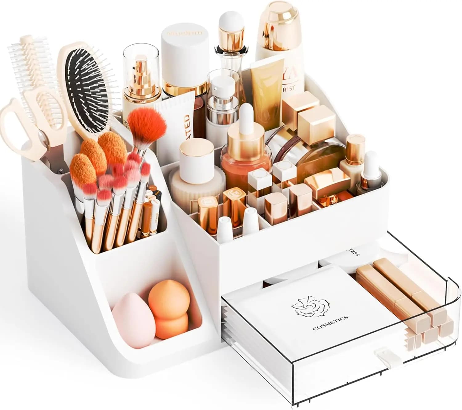 Grande Organizzatore per Cosmetici, Porta Pennelli, Rossetti e Prodotti per la Cura della Pelle, Contenitore in Plastica per Trucchi da Bagno