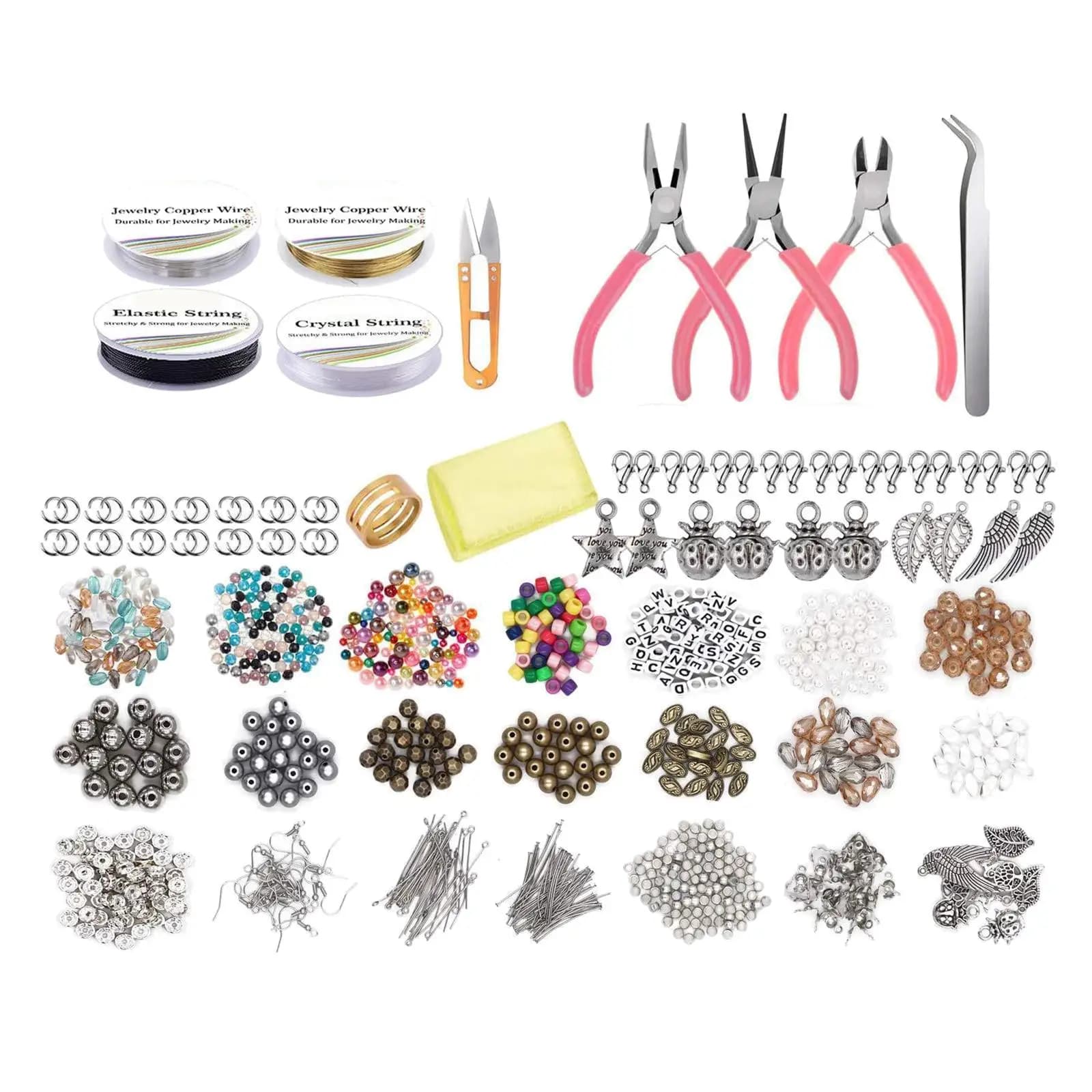 Set di 1171 Pezzi per Creazione di Gioielli, Include Perline e Accessori, Kit Fai-da-Te per Creazione di Collane con Organizzatore