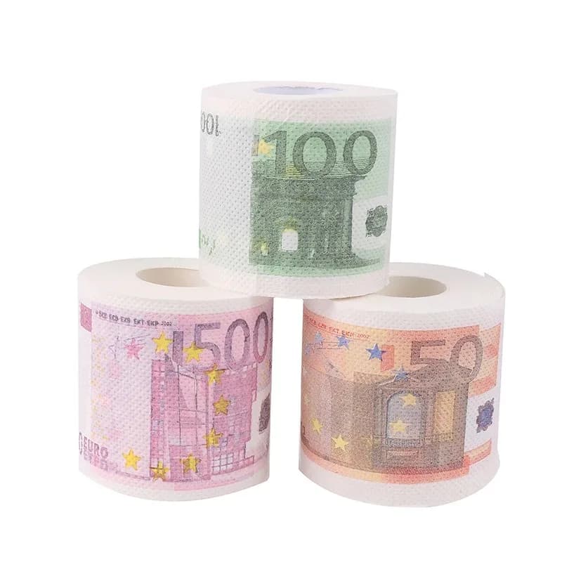 1 Roll 50/100/500 EUR Bill and Sudoku game Toilet Paper Decoration for office Home Rolling Paper Holder Toilet Tissue Funny Gift