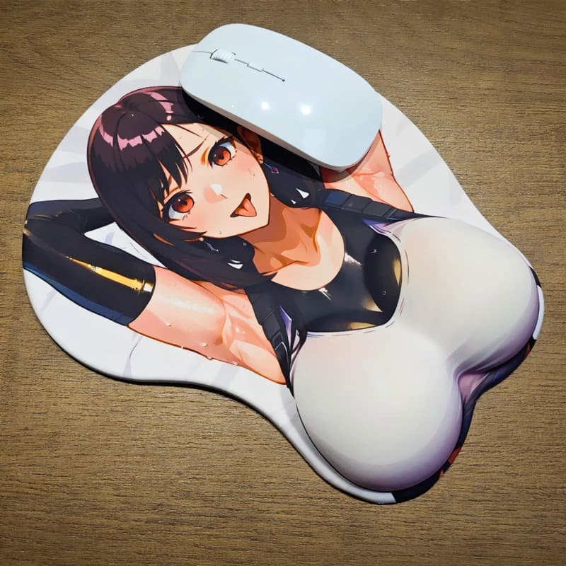 Tappetino per Mouse con Poggiapolsi in Silicone 3D Tifa, Tappetino da Scrivania Kawaii, Tappetino Ergonomico per Gaming