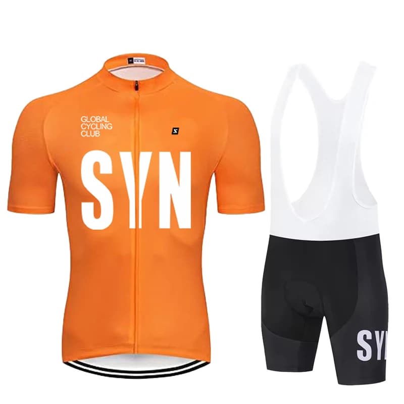 Completo Estivo da Ciclismo SYN per Uomo, Maglia a Maniche Corte Traspirante, Tuta da Gara per Mountain Bike e Bici da Strada, Maglietta Sportiva con Bretelle