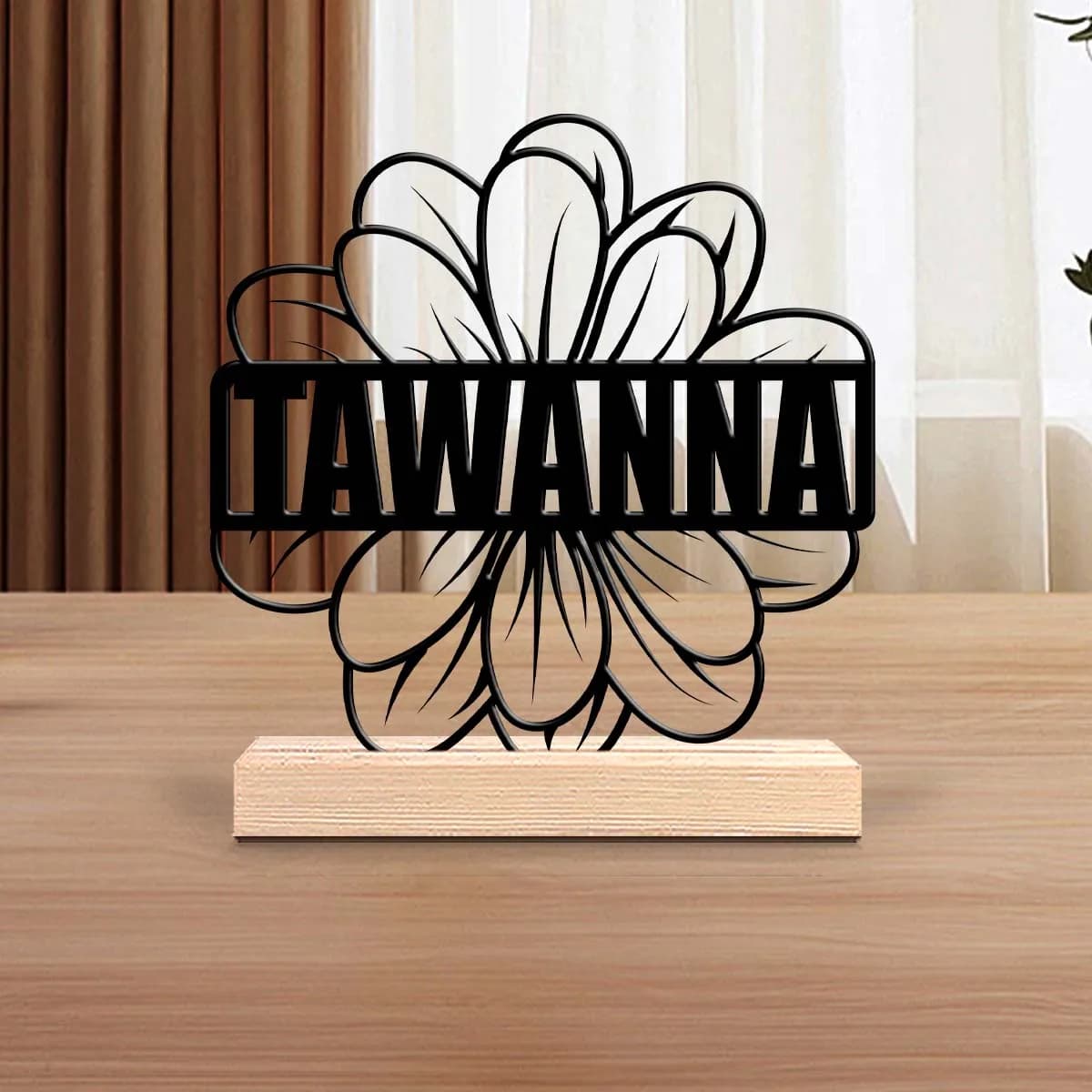 1pc Unique Personalized Metal Statue Ornaments Custom Name Equipped with Wooden Base Festival Ornaments and Decorations