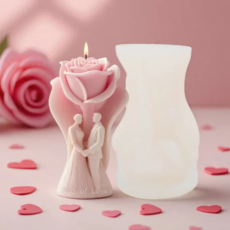 Nuovo Stampo in Silicone 2026 per Candele a Forma di Rosa per Coppie, per Matrimoni, San Valentino, Fai da Te, Sapone Aromaterapico, Ornamenti, Gesso, Resina Epossidica