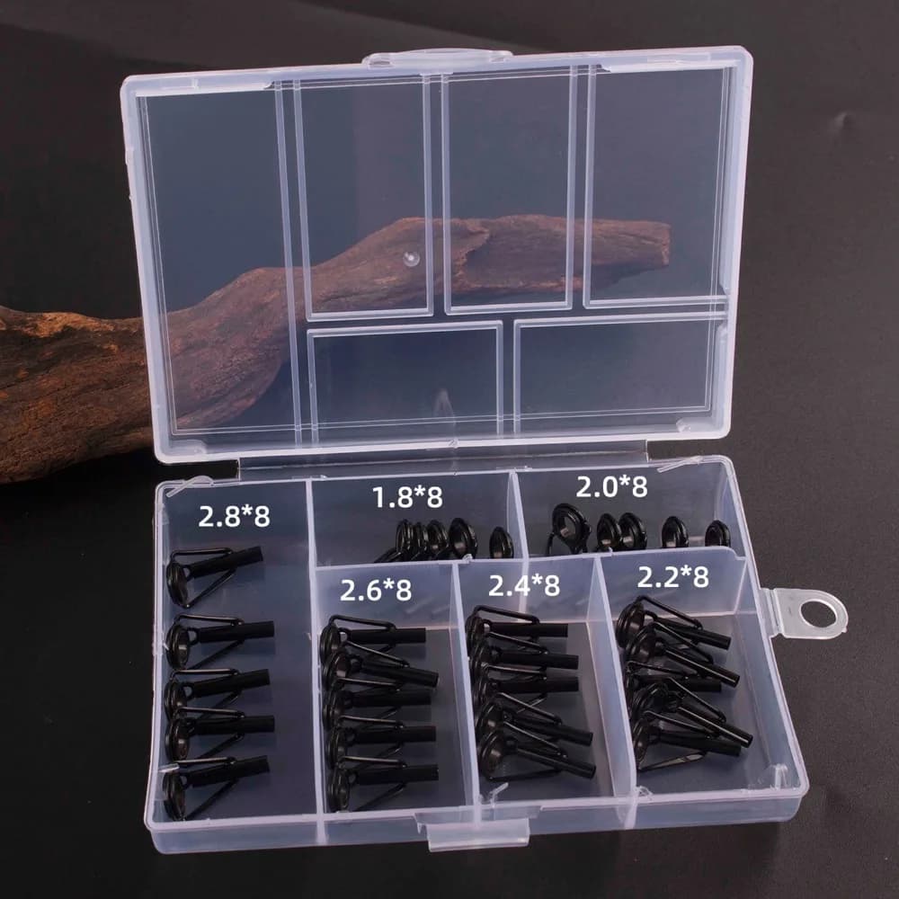 30PCS Stainless Steel Fishing Rod Tip Repair Kit Multiple Sizes DIY Replacement Fishing Rod Guide Ring Kit